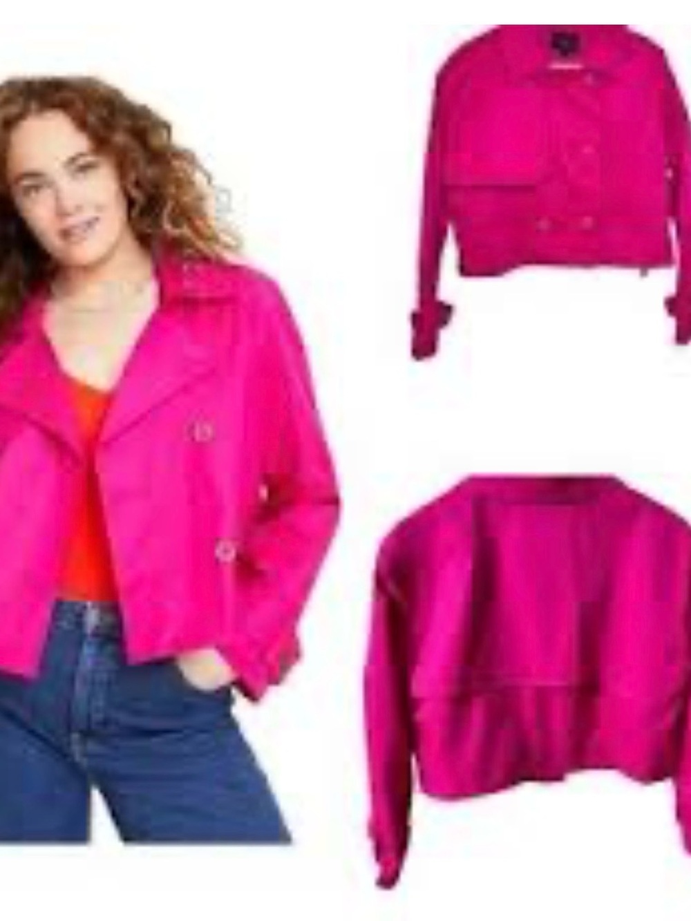 Haute Monde Hot Pink Cropped Jean Jacket